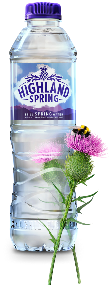 Highland Spring Still Water Bottle 500ml with nature.