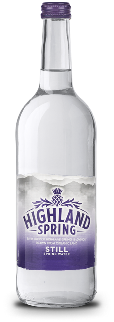 Highland Spring Glass Bottled Water.
