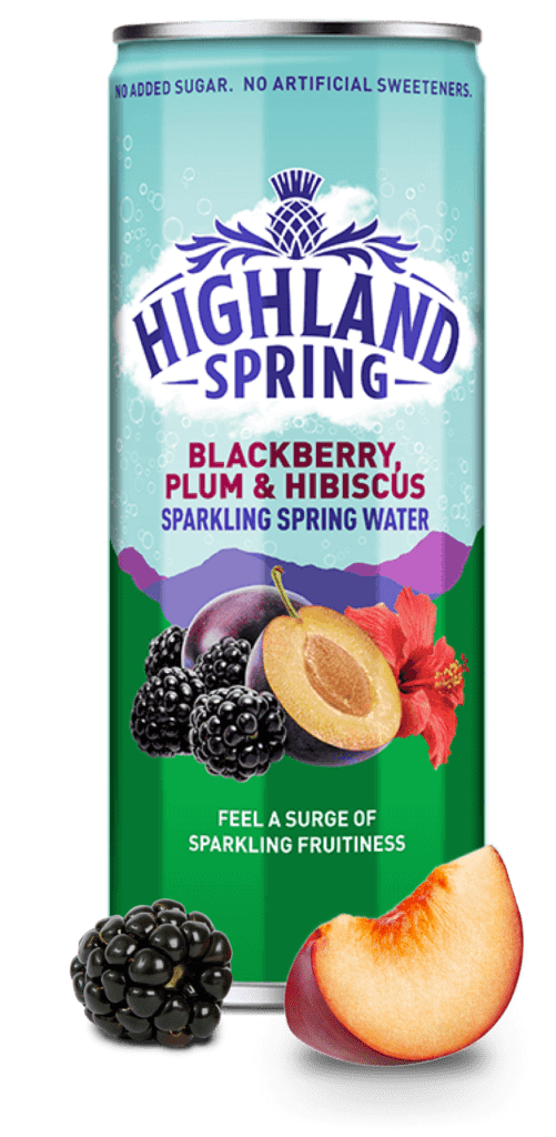 Highland Spring Sparkling Fruit Flavoured Water Can.
