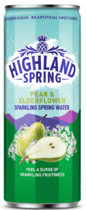 Highland Spring Sparkling Fruit Flavoured Water Can - Pear & Elderflower.