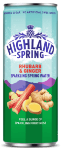Highland Spring Sparkling Fruit Flavoured Water Can - Rhubarb and Ginger.