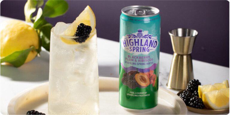 Highland Spring Sparkling Fruit Flavoured Water - a perfect mixer for mocktails.