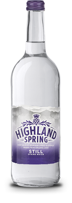 Highland Spring Glass Bottled Water 750ml.