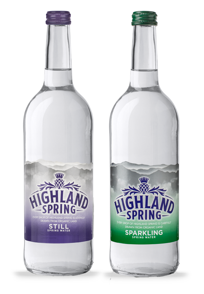 Highland Spring glass bottles